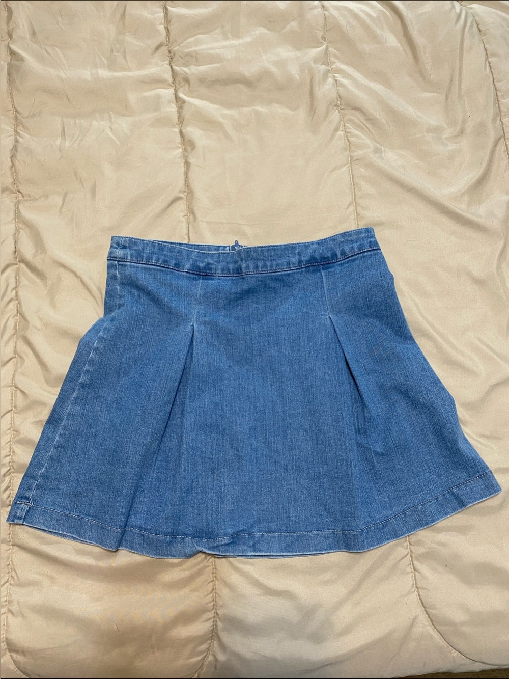 Classic Blue Denim Pleated Mini Skirt - Women